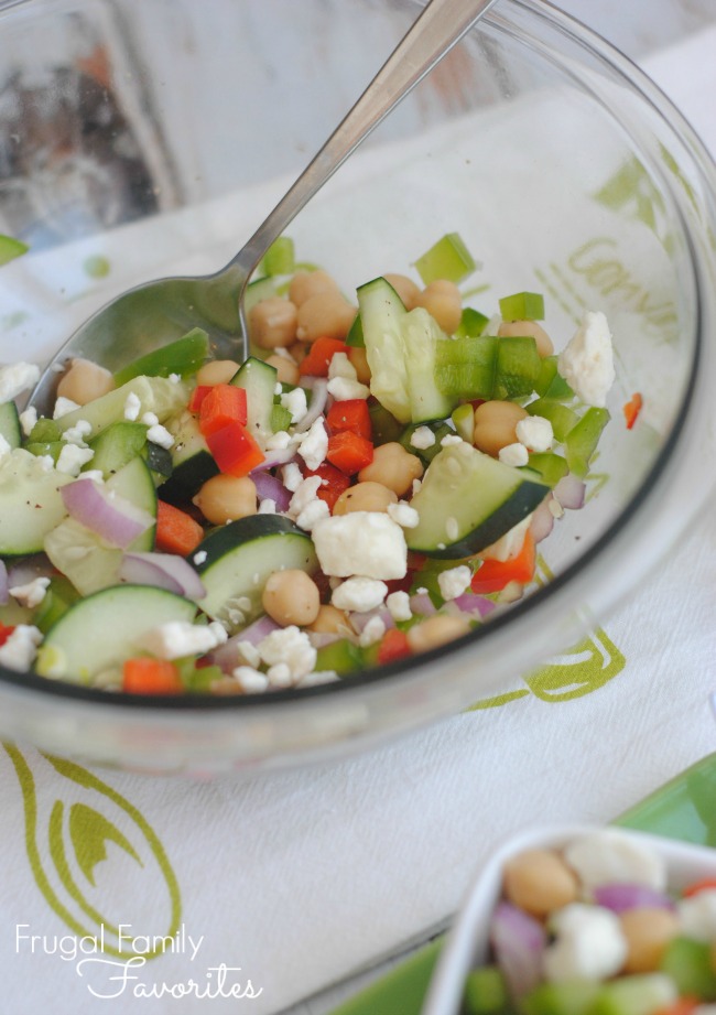 Greek Chickpea Salad is perfect for a quick lunch or as a side dish.