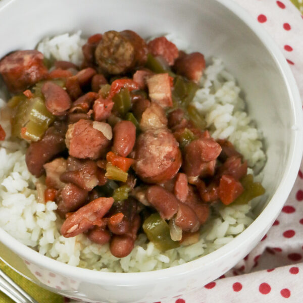 This stovetop Southern Red Beans and Rice recipe includes ham and sausage which makes it incredible.
