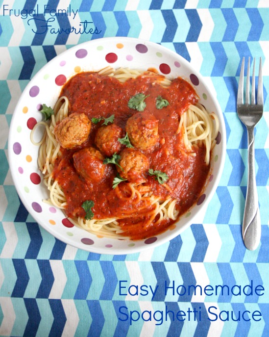 This easy homemade spaghetti sauce is ready in about 20 minutes but tastes amazing. Only requires two cans of Hunt's canned tomatoes and some spice. Done! #ad #YesYouCAN