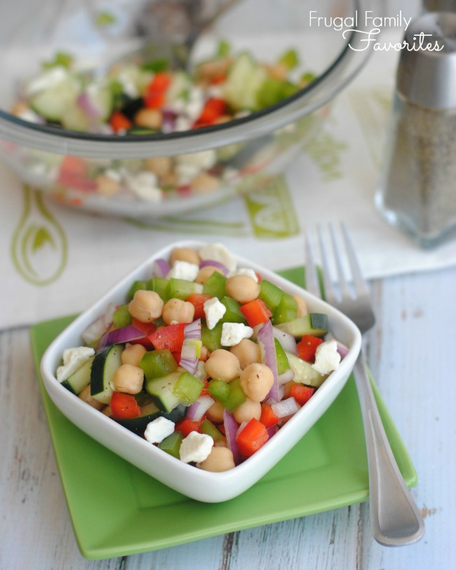 Greek Chickpea Salad is perfect for a quick lunch or as a side dish.