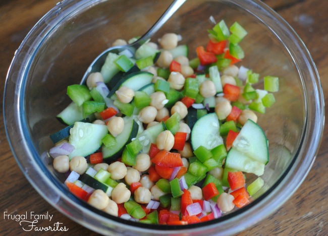 Now I am craving this Greek Chickpea Salad. Need to save this for the homemade Greek dressing recipe too.