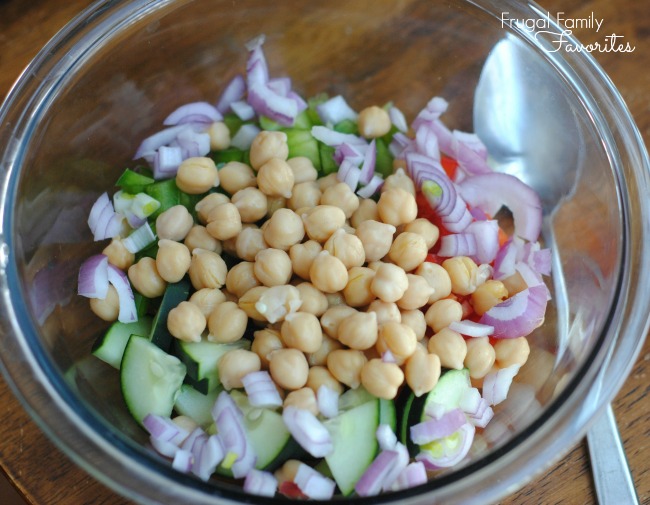 Now I am craving this Greek Chickpea Salad. Need to save this for the homemade Greek dressing recipe too.